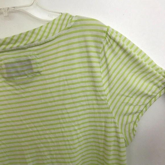 American Eagle Women's Knit Top Lime Green White Stripe Top Large Pull Over - Picture 11 of 11